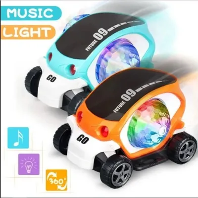 Futuristic Light-Up Stunt Car with Rotating Disco Ball